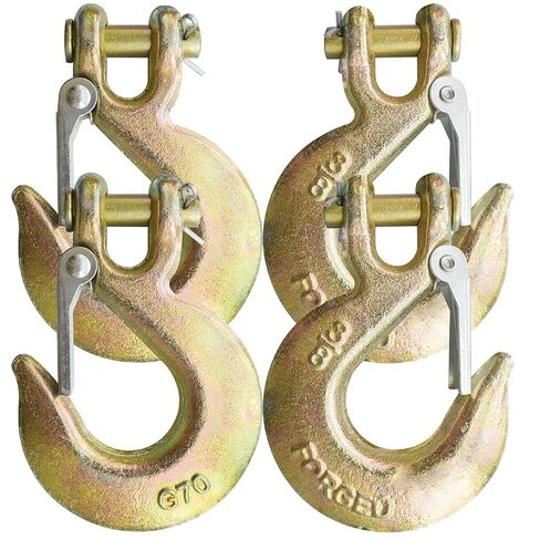 خطاف منزلق Clevis مقاس 3/8 بوصة مع مزلاج أمان، 4 عبوات من خطاف Clevis Chian عالي التحمل لسلسلة نقل 3/8 درجة 70، سعة 6600 رطل للحمل الثقيل in Kuwait