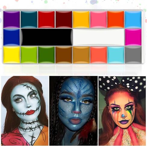 Face Paint,Face Painting Kit For Kids Party - 20 Water Based Non-Toxic Sensitive Skin Paints Includes10 Professional Brushes, 5 Sticker Models And A Paint Tray For Halloween Cosplay Parties. in Kuwait