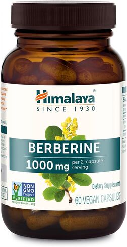Himalaya Berberine 500 mg Capsule, 1 Month Supply, 2 Capsules Daily, Berberine HCL from Indian Barberry Root, Vegan, Gluten Free, Herbal Supplement, 60 Capsules in Kuwait