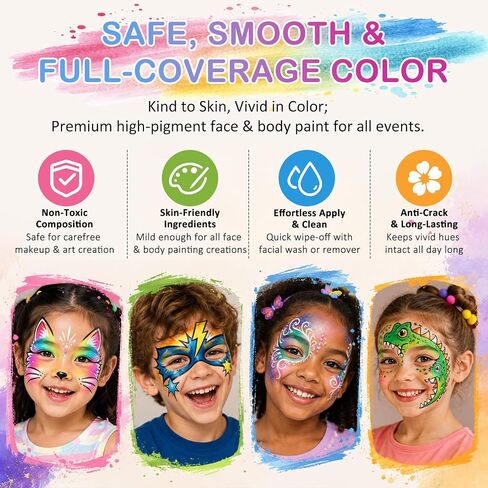 42 Colors Face Painting Kit for Kids -Water Activated Face Paint Palette in Saudi Arabia
