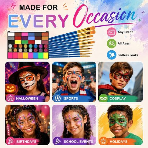 42 Colors Face Painting Kit for Kids -Water Activated Face Paint Palette in Saudi Arabia