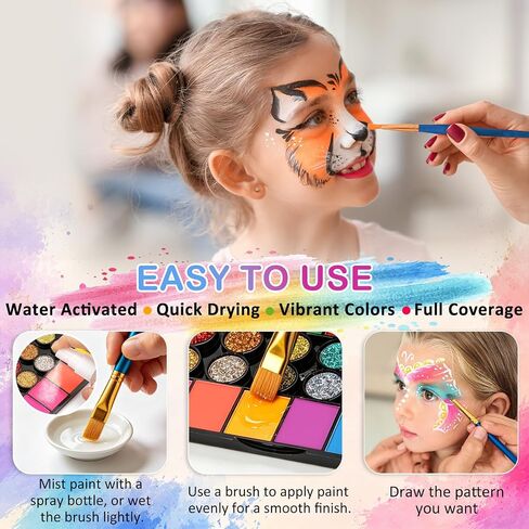 42 Colors Face Painting Kit for Kids -Water Activated Face Paint Palette in Saudi Arabia