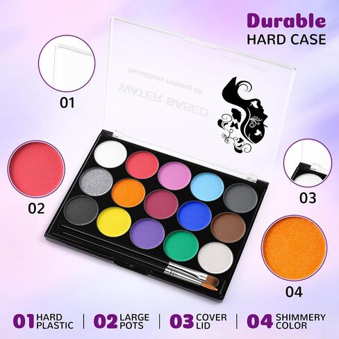 Face Painting Kit for Kids, 15 Colors Washable Face Paint Palette in Kuwait