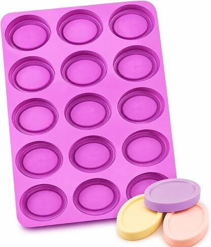 Round Silicone Soap Mold, 12 Cavity 4oz Soap Making Mold, 3 Inch Large Round, Flexible Easy Release, BPA-Free Non-Stick DIY Mold for Soap, Bath Bombs, Chocolate & Crafts in Saudi Arabia