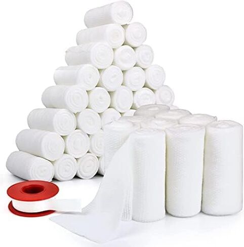 Gauze Bandages – 36 Rolls - Premium First Aid Supplies for Safe Adventuring – Flexible, Stretchable, and Breathable Gauze Rolls – 4" x 4.1 Yards Bandage Wrap for Wound Dressing in Kuwait