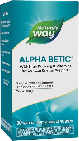 Nature's Way alpha betic, Diabetic Multivitamin with Antioxidants & B-Vitamins for Energy Metabolism Support*, 30 Tablets in Kuwait