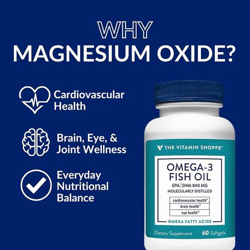 The Vitamin Shoppe Omega 3 Fish Oil 1100mg, EPA 600mg & DHA 240mg, Purity Assured, Molecularly Distilled to Support Cardiovascular, Joint and Brain Health (60 Softgels) in Kuwait
