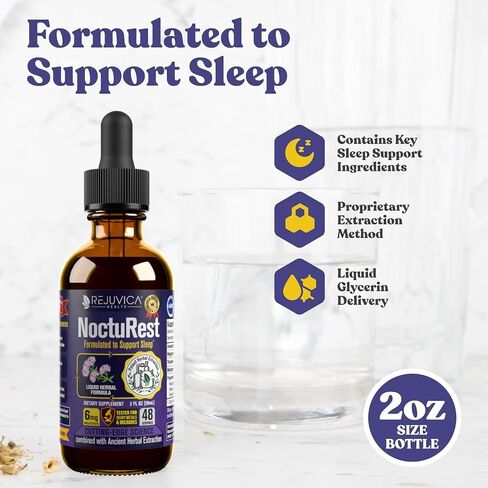 NoctuRest - مكمل متطور لدعم النوم - توصيل سائل لامتصاص أفضل - الميلاتونين، المغنيسيوم، الثيانين، الناردين، زهرة العاطفة، البابونج والمزيد! in Kuwait