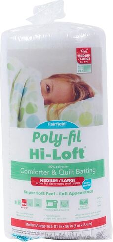 Fairfield Poly-Fil Hi-Loft, Premium Polyester Comforter & Quilt-Batting for Medium and Large-Size Projects, Ideal for Quilting, 81" x 96" in Kuwait