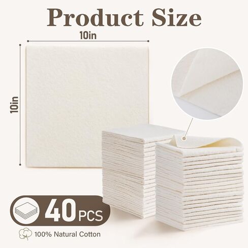 40 Pack 100% Cotton Quilt Batting 10"x10" Pre-Cut Quilt Squares for Sewing in Kuwait