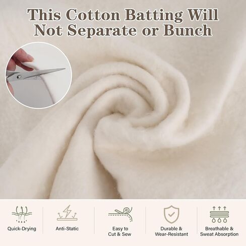 40 Pack 100% Cotton Quilt Batting 10"x10" Pre-Cut Quilt Squares for Sewing in Kuwait
