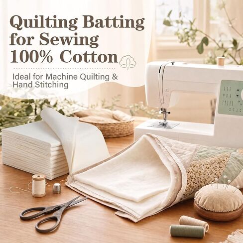 40 Pack 100% Cotton Quilt Batting 10"x10" Pre-Cut Quilt Squares for Sewing in Kuwait