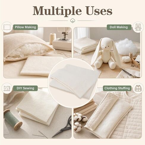 40 Pack 100% Cotton Quilt Batting 10"x10" Pre-Cut Quilt Squares for Sewing in Kuwait