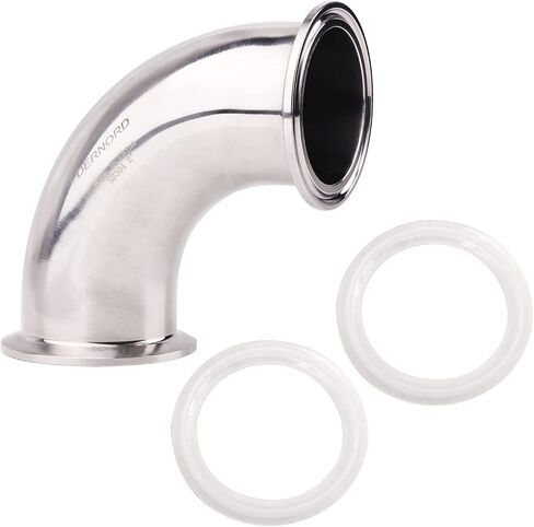 DERNORD 2 حزمة 1.5 "أنبوب OD الطويق الصحي الكوع 90 درجة تركيب الأنابيب مع 4 جوانات سيليكون SUS304 ثلاثي المشبك 1.5 بوصة in Kuwait