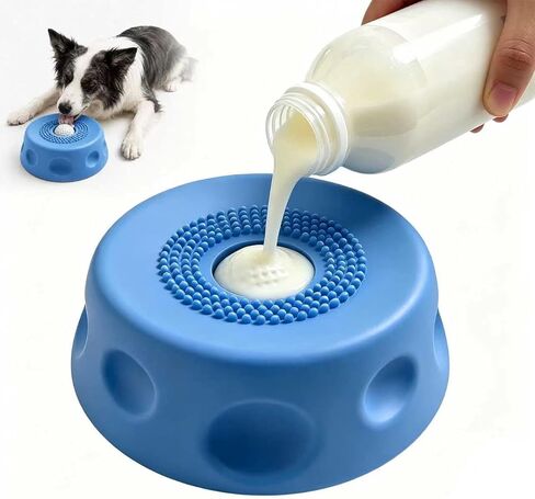 Slow Feeder Dog Bowls, Dog Lick Bowl with Rolling Ball, Puzzle Feeder for Liquid Treats Bone Broth Yogurt, Food-Grade Slow Eating Toy for Anxiety Relief, Lick Pad for Medium Small Dogs Cats (Blue) in Saudi Arabia
