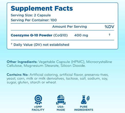 ClearFormulas CoQ10 400mg 200 Capsules Quick Absorption Non-GMO in Kuwait