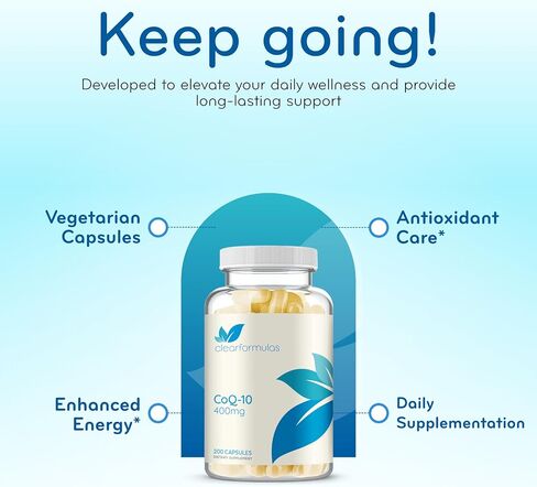 ClearFormulas CoQ10 400mg 200 Capsules Quick Absorption Non-GMO in Kuwait