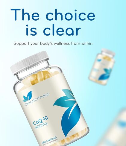 ClearFormulas CoQ10 400mg 200 Capsules Quick Absorption Non-GMO in Kuwait