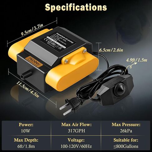 FEDOUR 10W 317GPH Aquarium Air Pump Powerful Koi Pond Aerator in Saudi Arabia