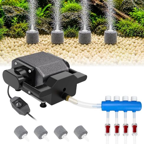 AquaMiracle 6/8/16W Quiet Fish Tank Air Pump 200/317/475GPH High Pressure Aquarium Air Pump Commercial Air Pump Pond Aerator Bubbler Hydroponics Air Pump in Saudi Arabia