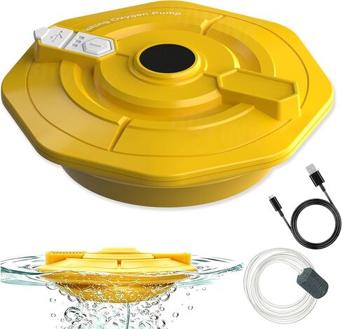 Rechargeable Floating Aerator Pump - IPX7 Waterproof Portable Bait Bucket Aerator, Live Bait Aerator for Fishing, 40H+ Battery for Power Outage, Fish Tank Bubbler for Live Minnows in Saudi Arabia