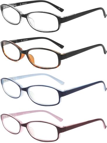 IVNUOYI 4 Pack Reading Glasses Blue Light Blocking with Spring Hinges,Colors Lightweight Readers for Women,Anti Glare UV Computer Eyeglasses 0.75 in Kuwait