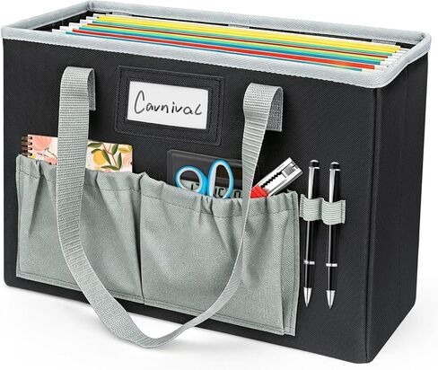 abcxgood Desktop File Organizer Box,Collapsible Hanging Filing Box,Home Office Document Storage Organizer with Front Pocket and Handles, Letter Size Folder. in Kuwait