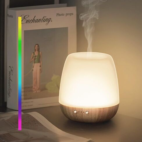 Ceramic Oil Diffuser Large Room: Solid Bamboo Base Essential Oil Diffusers for Home Aromatherapy scents Aroma Diffuser Quiet Mist Light Diffusers Oils Modern White Fragrance Diffuser for Bedroom M2-C in Kuwait