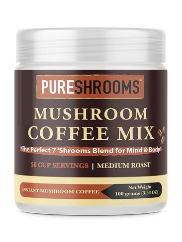 PureShrooms 7-in-1 Mushroom Coffee: Organic Lion's Mane, Chaga, Reishi, Turkey Tail, Cordyceps, Maitake - Elevate Your Mornings - Coffee Substitute (100g/3.53oz) in Saudi Arabia