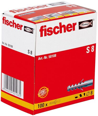 Fischer S8 (8mm) 5/16" x 1-9/16" 2-Way Nylon Expansion Anchor (100 Pcs) in Kuwait