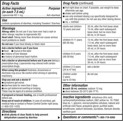 GoodSense Anti-Diarrheal Medicine, Loperamide Hydrochloride Oral Solution, 1 mg per 7.5 mL, Mint Flavor, 4 Fluid Ounces in Kuwait