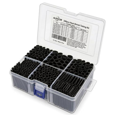 ALEKOR Heat Shrink Tubing Kit - 3:1 Ratio Adhesive Lined, Marine Grade Shrink Wrap Industrial Heat-Shrink Tubing - 240 PCS in Kuwait