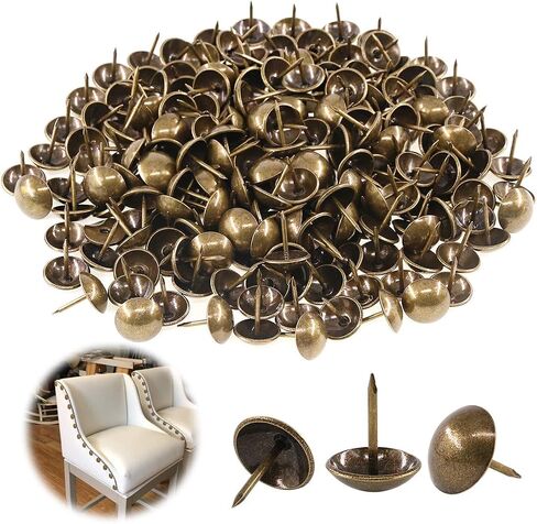 Keadic 250Pcs [ 5/8" in Diameter ] Antique Upholstery Tacks Furniture Nails Pins Assortment Kit for Upholstered Furniture Cork Board or DIY Projects - Bronze in Saudi Arabia