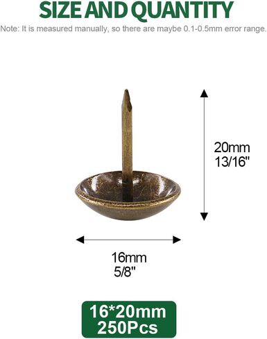 Keadic 250Pcs [ 5/8" in Diameter ] Antique Upholstery Tacks Furniture Nails Pins Assortment Kit for Upholstered Furniture Cork Board or DIY Projects - Bronze in Saudi Arabia