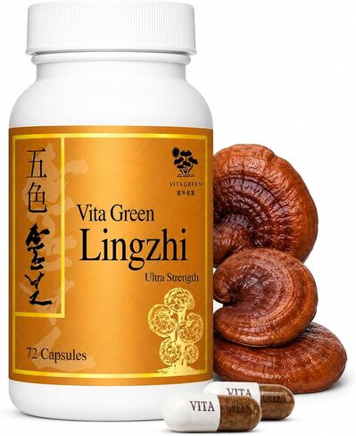 Vita Green Reishi Mushroom Lingzhi, 100% Natural Pure Antioxidant Fungus Extract for Energy Immune Support Wellness for Adults - 72 Capsules in Saudi Arabia