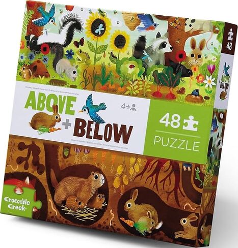 Crocodile Creek Above + Below 60-Piece Jigsaw Floor Puzzle - Fun Floor Puzzles for Kids Ages 4-8 - Backyard Friends - 27 x 20 inches Finished in Kuwait