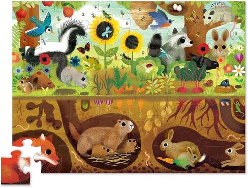 Crocodile Creek Above + Below 60-Piece Jigsaw Floor Puzzle - Fun Floor Puzzles for Kids Ages 4-8 - Backyard Friends - 27 x 20 inches Finished in Kuwait