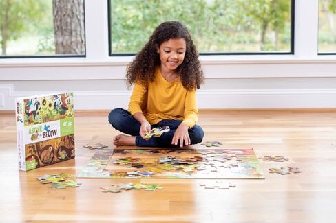 Crocodile Creek Above + Below 60-Piece Jigsaw Floor Puzzle - Fun Floor Puzzles for Kids Ages 4-8 - Backyard Friends - 27 x 20 inches Finished in Kuwait
