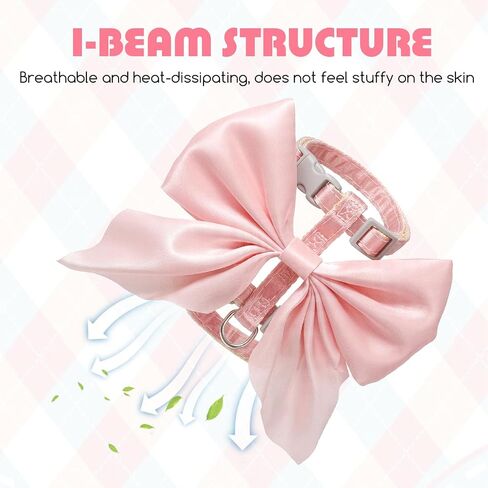 Pink Bow Cat Harness and Leash Set Escape Proof Adjustable Kitten Harness with Leash Soft Lightweight BreathableHarness for Kitty Puppy Bunny Small Dogs Chihuahua Walking Travel in Kuwait