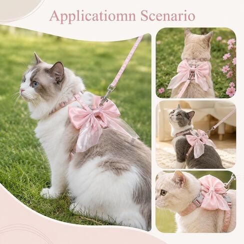 Pink Bow Cat Harness and Leash Set Escape Proof Adjustable Kitten Harness with Leash Soft Lightweight BreathableHarness for Kitty Puppy Bunny Small Dogs Chihuahua Walking Travel in Kuwait