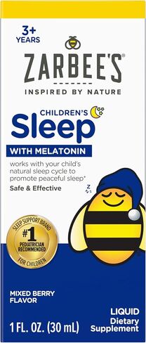 Zarbee's Kids Sleep Supplement Liquid with 1mg Melatonin; Drug-Free & Effective; Easy to Take Natural Berry Flavor for Children Ages 3 and Up; 1 Fl Oz Bottle in Kuwait