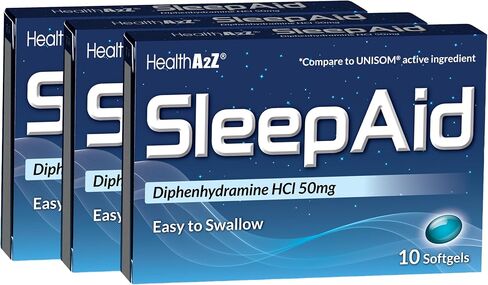 HealthA2Z® Sleep Aid | Diphenhydramine HCl 50mg | 100 Softgels | Supports Deeper, Restful Sleeping, Non Habit-Forming in Kuwait
