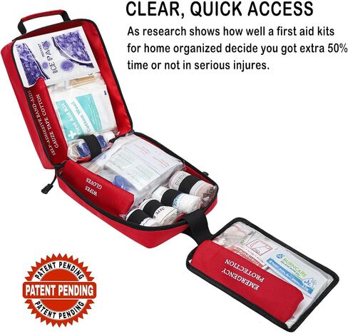 VRIEXSD 400 Piece Large First Aid Kit Premium Emergency Kits for Home, Office, Car, Outdoor, Hiking, Travel, Camping, Survival Medical First Aid Bag, Red in Kuwait