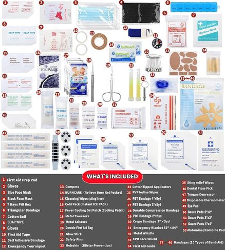VRIEXSD 400 Piece Large First Aid Kit Premium Emergency Kits for Home, Office, Car, Outdoor, Hiking, Travel, Camping, Survival Medical First Aid Bag, Red in Kuwait