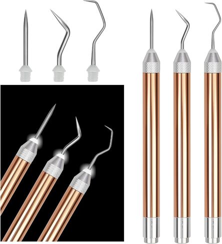 3PCS LED Vinyl Weeding Pen Tools with Light and Hook, Rose Gold in Saudi Arabia