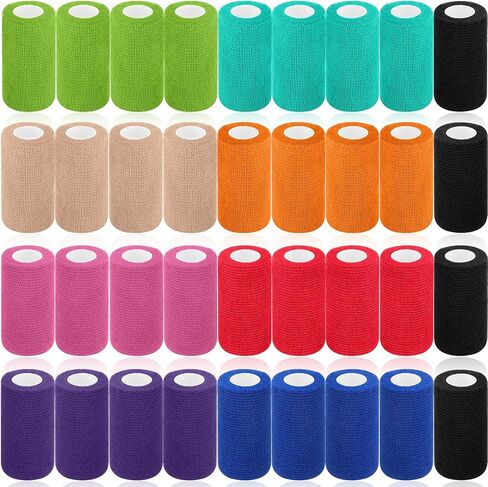 36 Pcs Self Adherent Bandage Wrap Breathable Cohesive Bandage Elastic Adhesive Tape for Stretch Athletic Sports Wrist Ankle, 4 Inch x 5 Yard (Black) in Kuwait