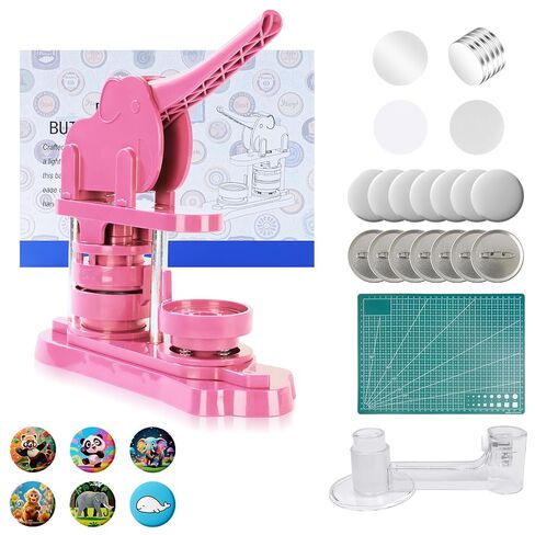 Pink Button Maker Machine 2.25 inch 58mm - DIY Pin Badge Press Kit in Kuwait