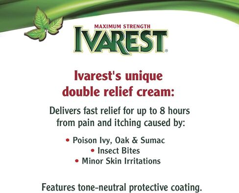 Ivarest Anti-Itch Cream, Poison Ivy Treatment, Poison Ivy Relief Product, Poison Oak Relief, Poison Sumac Relief, Maximum Strength, Medicated, 2 Ounce in Kuwait