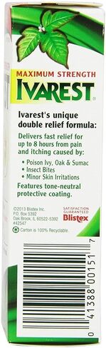 Ivarest Anti-Itch Cream, Poison Ivy Treatment, Poison Ivy Relief Product, Poison Oak Relief, Poison Sumac Relief, Maximum Strength, Medicated, 2 Ounce in Kuwait