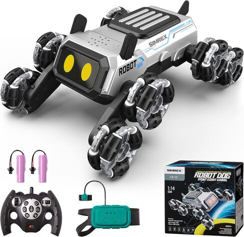 SIMREX Robot Dog RC Stunt Car Toys - Gesture Sensing Remote Control car with Mecanum Wheels, LED Eyes, 3 Sound Effects, Birthday Gift for Kids Boys Girls in Saudi Arabia